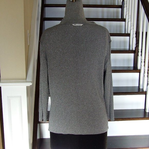 Sweet Nygard Grey Silver Metallic Cardigan Sweater XL - Picture 8 of 9